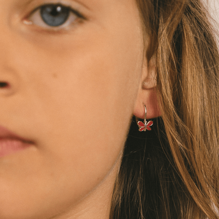 SET DIN ARGINT COPII RED BUTTERFLIES [2]