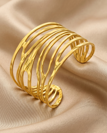 BRATARI PLACATE CU AUR 18K - BRĂȚARĂ BANGLE PLACATĂ CU AUR GODDESS