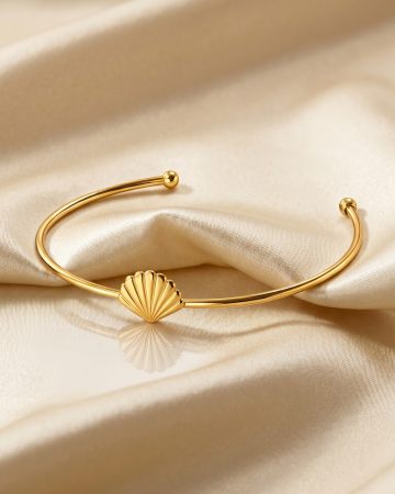 BRATARI PLACATE CU AUR 18K - BRĂȚARĂ BANGLE PLACATĂ CU AUR SEASHELL