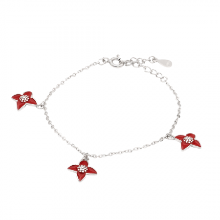 COPII - BRATARA DIN ARGINT COPII RED FLOWER