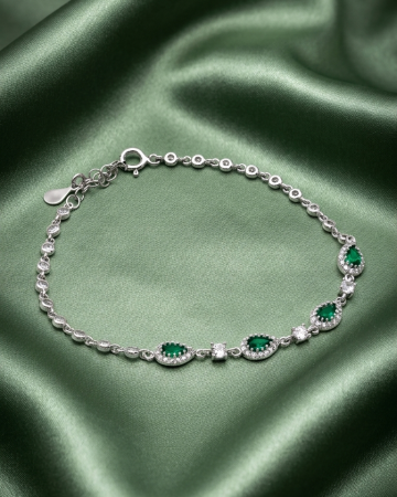 BRATARI - BRATARA DIN ARGINT GREEN OCEAN HEART