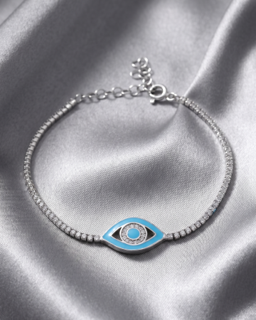 BRATARI - BRATARA DIN ARGINT TENNIS BLUE EYE