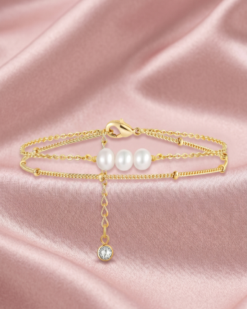 BRATARI PLACATE CU AUR 18K - BRĂȚARĂ PLACATĂ CU AUR DOUBLE PEARL