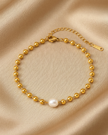 BRATARI PLACATE CU AUR 18K - BRĂȚARĂ PLACATĂ CU AUR PEARL & BEADS