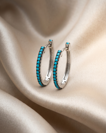 CERCEI - CERCEI DIN ARGINT BLUE CERCLE HOOP