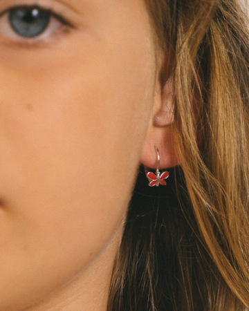 CERCEI DIN ARGINT COPII RED BUTTERFLIES [1]