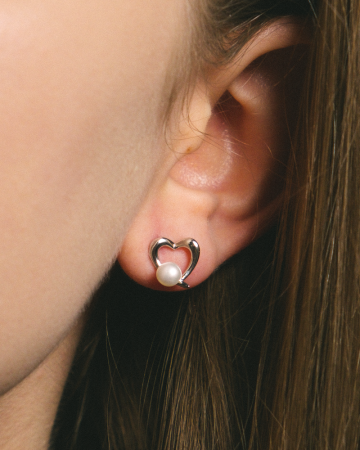 CERCEI DIN ARGINT PEARL HEART [2]