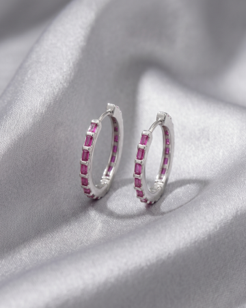 CERCEI - CERCEI DIN ARGINT PINK CRYSTAL