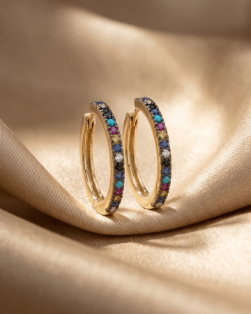 CERCEI - CERCEI DIN ARGINT ROSE RAINBOW CRYSTAL