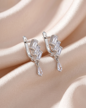 CERCEI - CERCEI DIN ARGINT SPARKLING SQUARE HOOPS