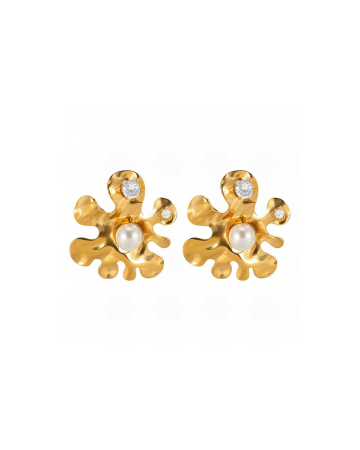 CERCEI PLACATI CU AUR FLOWER & PEARL [2]