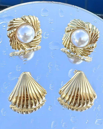 CERCEI PLACATI CU AUR TINY SHELL [2]