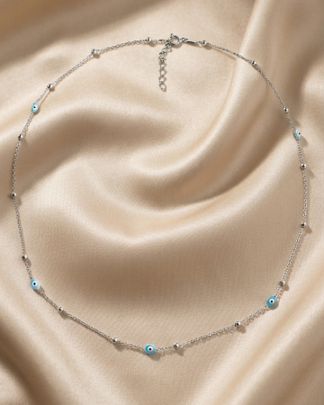 COLIERE - Colier din Argint 925 Blue Eyes placat cu Rodiu - Bijuterie Minimalistă Suavity