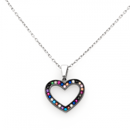 COLIERE - COLIER DIN ARGINT COLORED HEART