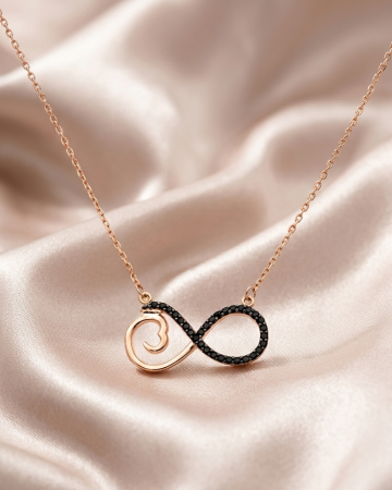 COLIERE - Colier din argint 925 placat cu aur roz, simbol infinity
