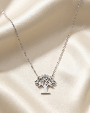 COLIERE - Colier Argint 925 Shiny Tree of Life - Pandantiv Arborele Vietii Strălucitor (47 cm)
