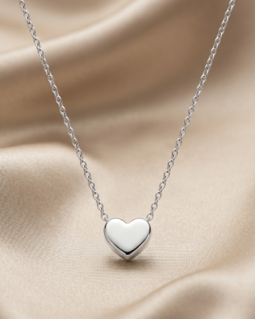 COLIERE - Colier Argint 925 Simple Heart - Pandantiv Inimă Simplă Minimalist (47 cm)