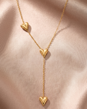 COLIERE PLACATE CU AUR 18K - COLIER PLACAT CU AUR HEARTS