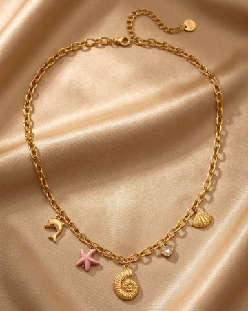 COLIERE PLACATE CU AUR 18K - COLIER PLACAT CU AUR SEASHELL
