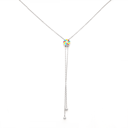 COLIERE - COLIER REGLABIL DIN ARGINT COLORED WHEEL 5