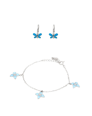 SETURI - SET DIN ARGINT COPII BLUE FLOWERS & BUTTERFLIES