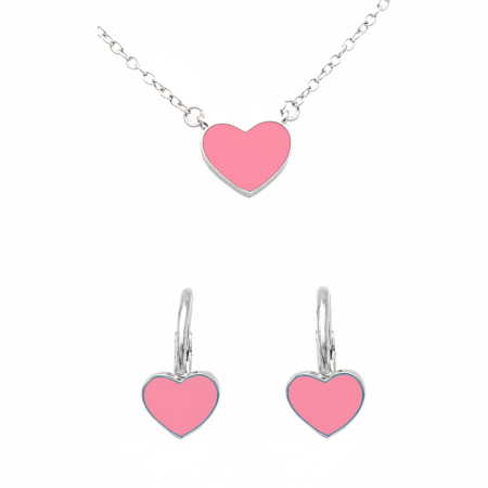 SETURI - SET DIN ARGINT COPII PINK HEART
