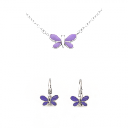 SETURI - SET DIN ARGINT COPII PURPLE BUTTERFLIES