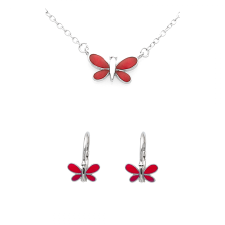 SETURI - SET DIN ARGINT COPII RED BUTTERFLIES