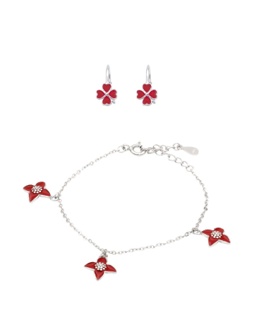 SETURI - SET DIN ARGINT COPII RED FLOWERS