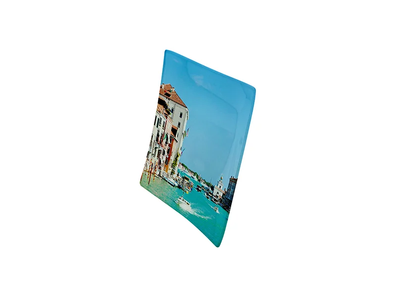 Sticla, acryl si cristal - Farfurie patrata din sticla, sublimare 3D