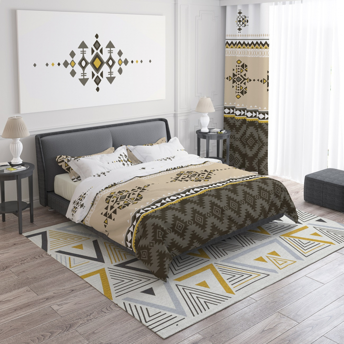 Mendis - Lenjerie pat dublu, 100% Bumbac Ranforce - Motive Etnice - 4 piese [5]