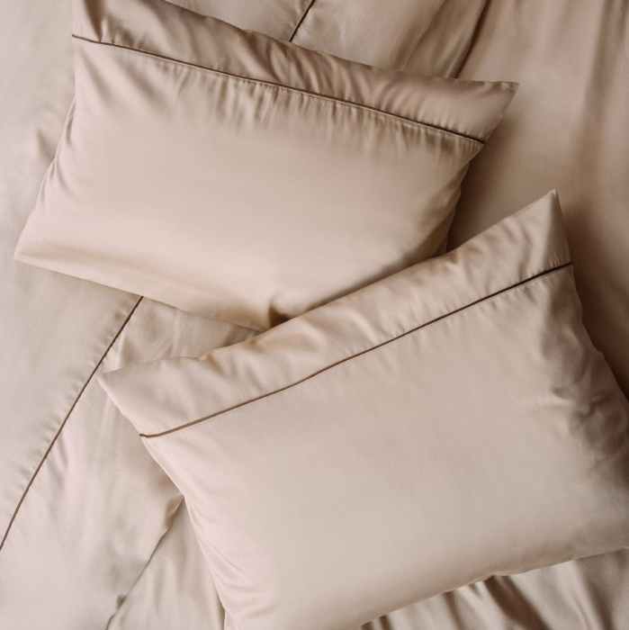 SATEEN TAUPE - Set lenjerie pat dublu, 100% Bumbac Satinat - 3 piese [2]