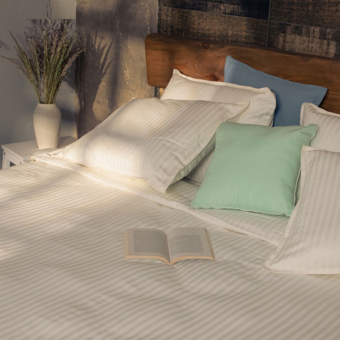 Seville - Ecru - Set lenjerie pat dublu, 100% Bumbac Satinat - 3 piese [1]