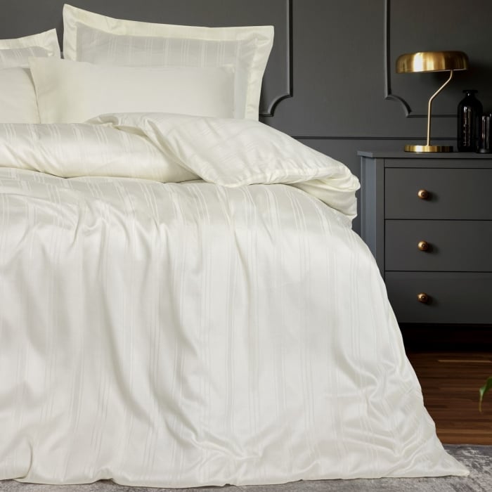 Stripe Ekru - Lenjerie pat dublu, 60% Bambus 40% Bumbac - 6 piese [3]