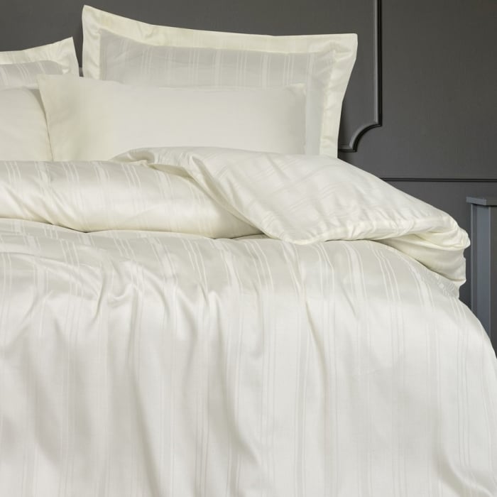 Stripe Ekru - Lenjerie pat dublu, 60% Bambus 40% Bumbac - 6 piese [1]