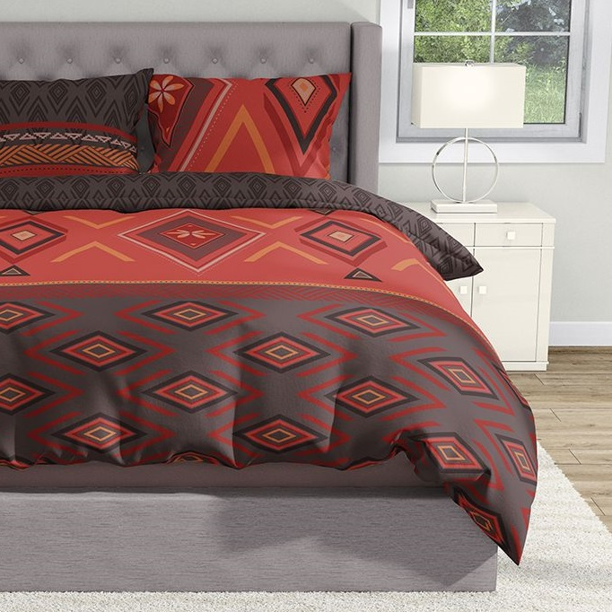 Zahira - Lenjerie pat dublu, 100% Bumbac Ranforce - Motive Etnice - 4 piese [1]