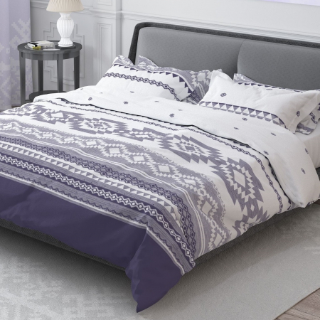 Lenjerii de pat motive etnice - Astra - Lenjerie pat dublu, 100% Bumbac Ranforce - Motive Etnice - 4 piese