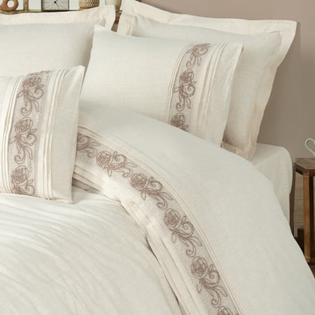 Lenjerii de pat Premium - Floro - Lenjerie de pat din in și bumbac- 6 piese