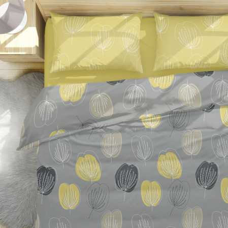 Lenjerii Pattern Lab - Grace - Set lenjerie pat dublu, 100% Bumbac Ranforce - 4 piese