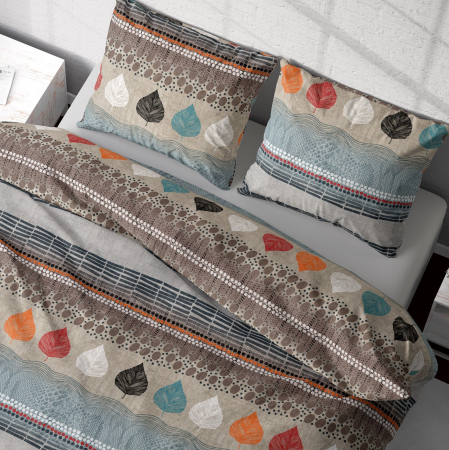 Lenjerii de pat motive etnice - Kaya - Lenjerie pat dublu, 100% Bumbac Ranforce - Motive Etnice - 4 piese