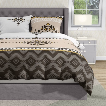 Lenjerii de pat motive etnice - Mendis - Lenjerie pat dublu, 100% Bumbac Ranforce - Motive Etnice - 4 piese