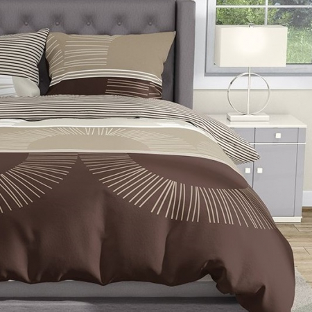 Lenjerii Pattern Lab - Mochaccino - Set lenjerie pat dublu, 100% Bumbac Ranforce - 4 piese