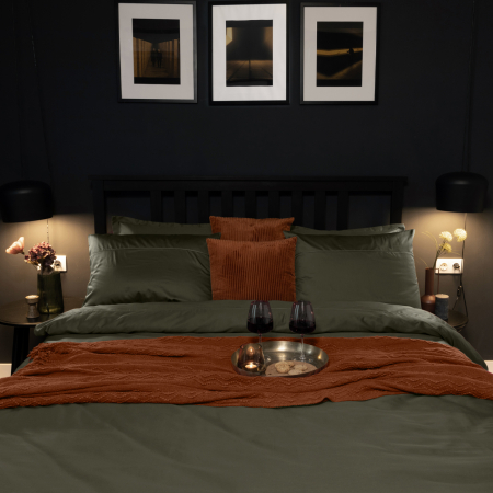 Sateen Dark Hunter - Set lenjerie pat dublu, 100% Bumbac Satinat - 3 piese [3]