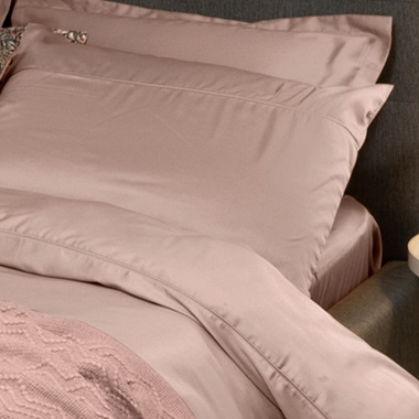 Lenjerii de pat uni - Sateen Rose - Set lenjerie pat dublu, 100% Bumbac Satinat - 3 piese