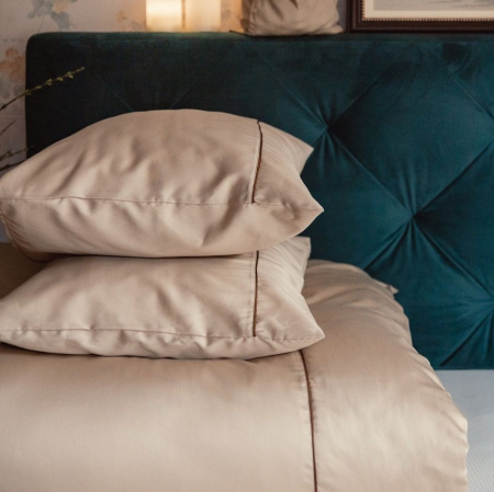 SATEEN TAUPE - Set lenjerie pat dublu, 100% Bumbac Satinat - 3 piese [2]