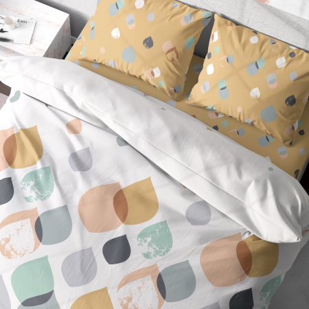 Lenjerii Pattern Lab - Serena - Set lenjerie pat dublu, 100% Bumbac Ranforce - 4 piese