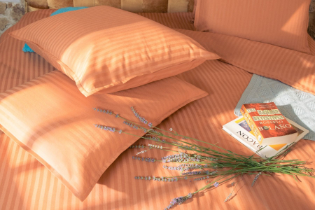 Seville Lux - Orange - Set lenjerie pat dublu, 100% Bumbac Satinat - 3 piese [1]