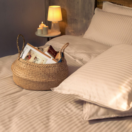 Seville Lux - Gri Nisipiu - Set lenjerie pat dublu, 100% Bumbac Satinat -3 piese [1]