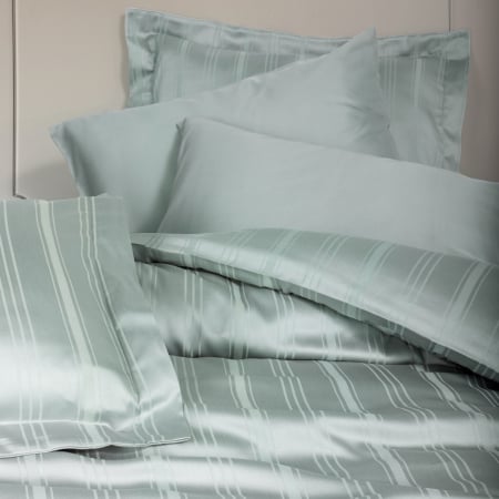 Lenjerii de pat Premium - Stripe Mint - Lenjerie pat dublu, 60% Bambus 40% Bumbac - 6 piese