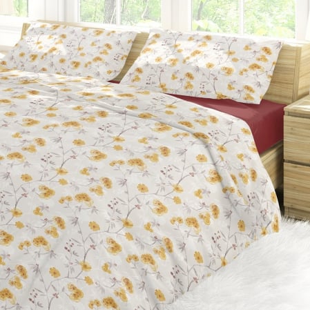 Lenjerii Pattern Lab - Sunny Reverse - Set lenjerie pat dublu, 100% Bumbac Ranforce - 4 piese